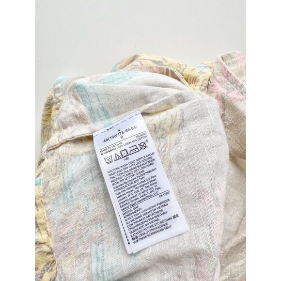 GAP Tropical Floral Linen Cotton Belted Button Up Utility Shirt Jumpsuit, Size 4 - Picture 9 of 11